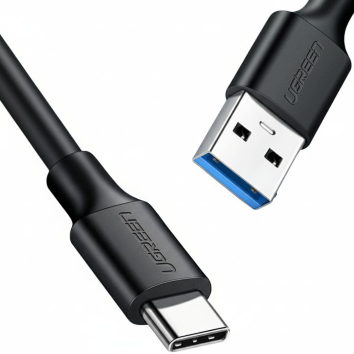 UGREEN Type-C to USB 3.0 Cable 1m – Fast Charging 3A, 5Gbps Sync – Black - Image 2