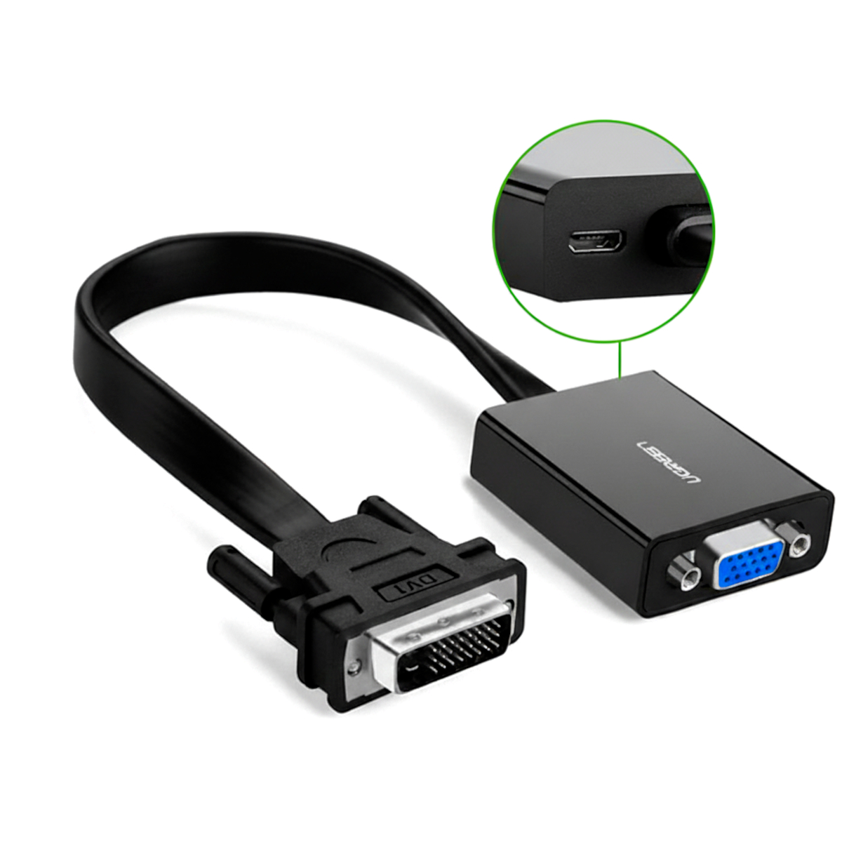 6957303842599_MM108-40259_05.jpeg UGREEN DVI-D 24+1 to VGA Active Video Adapter (Male to Female) – Black - Image 1