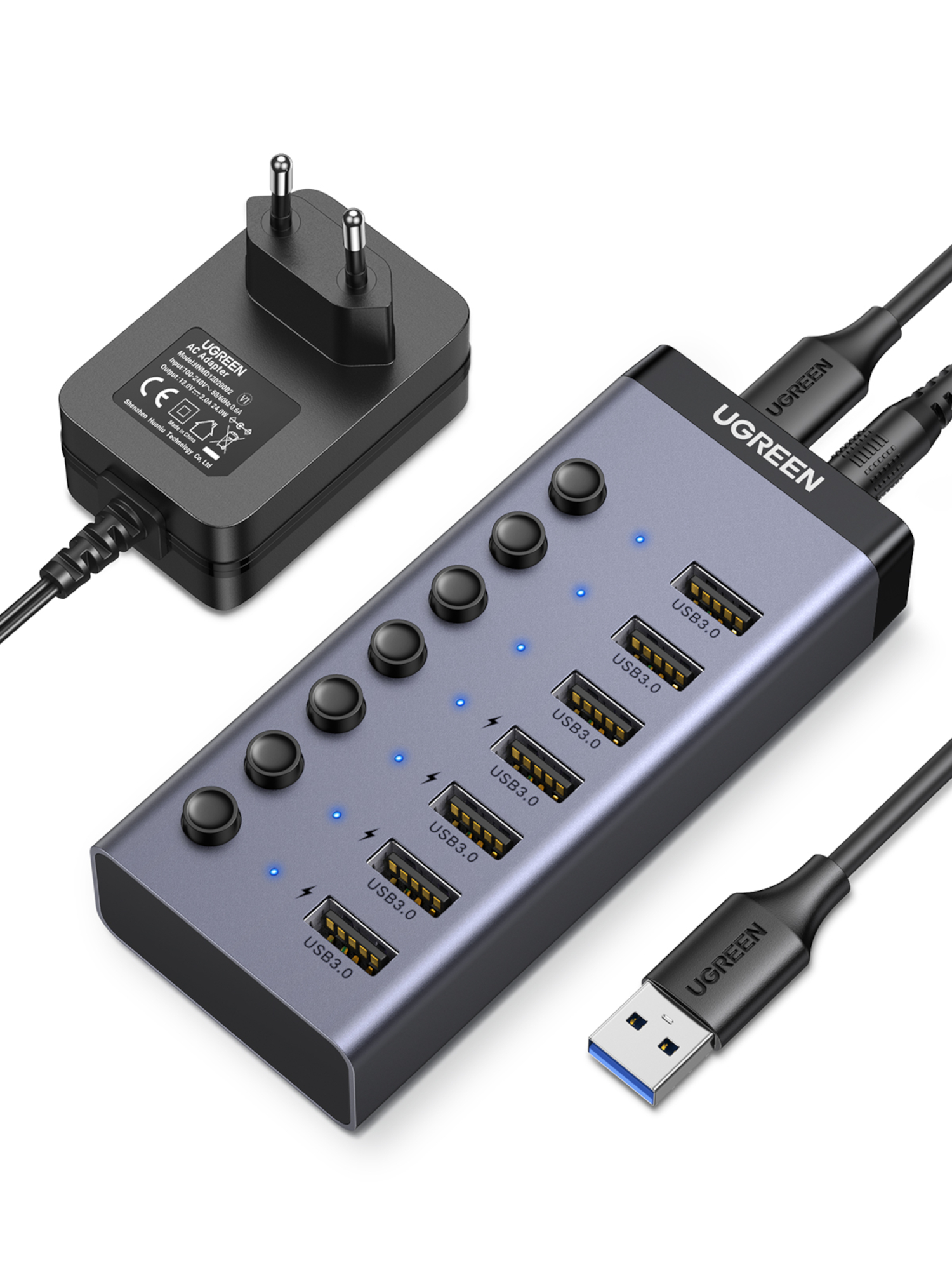 6957303893072_CM481-90307.jpg UGREEN 7 in 1 USB 3.0 Hub-Grey - Image 1