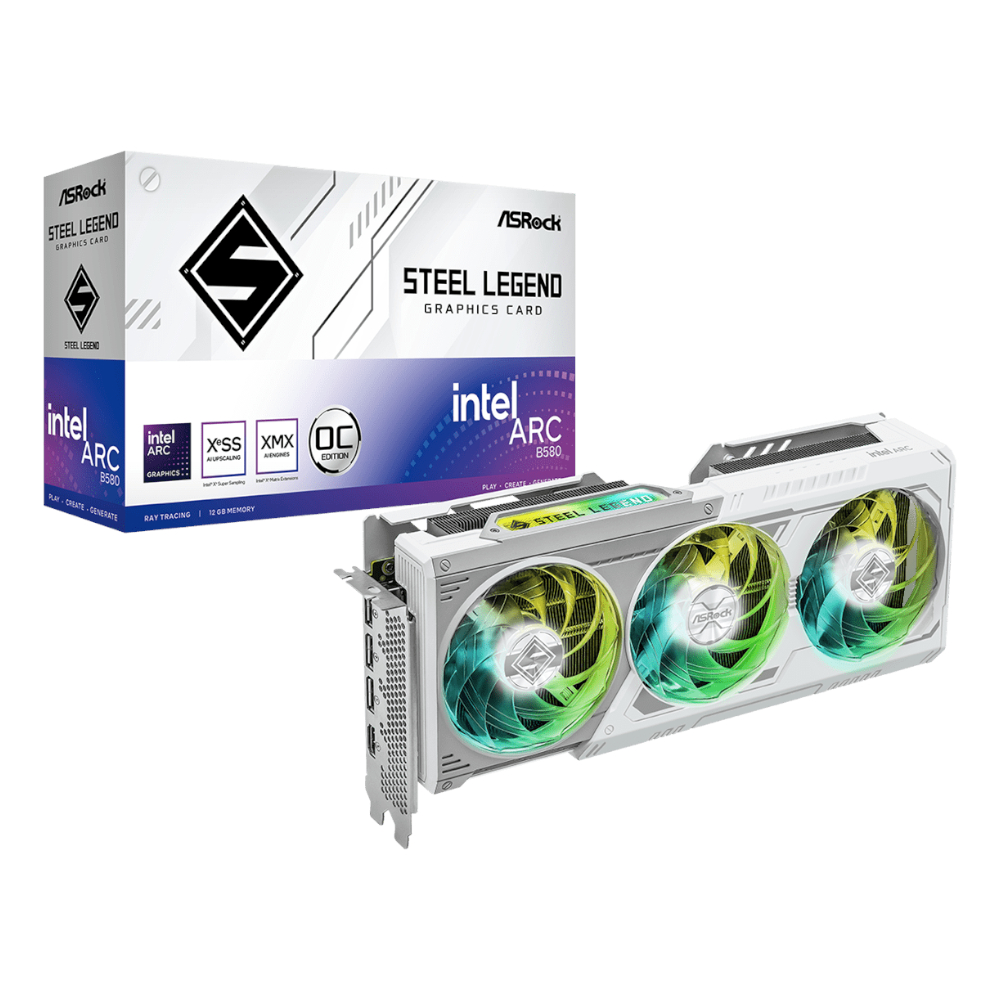 90-GA5CZZ-00UANF_wr_01a-1.jpg ASRock Intel Arc B580 Steel Legend OC 12GB GDDR6 192-BIT Graphics Card - Image 1