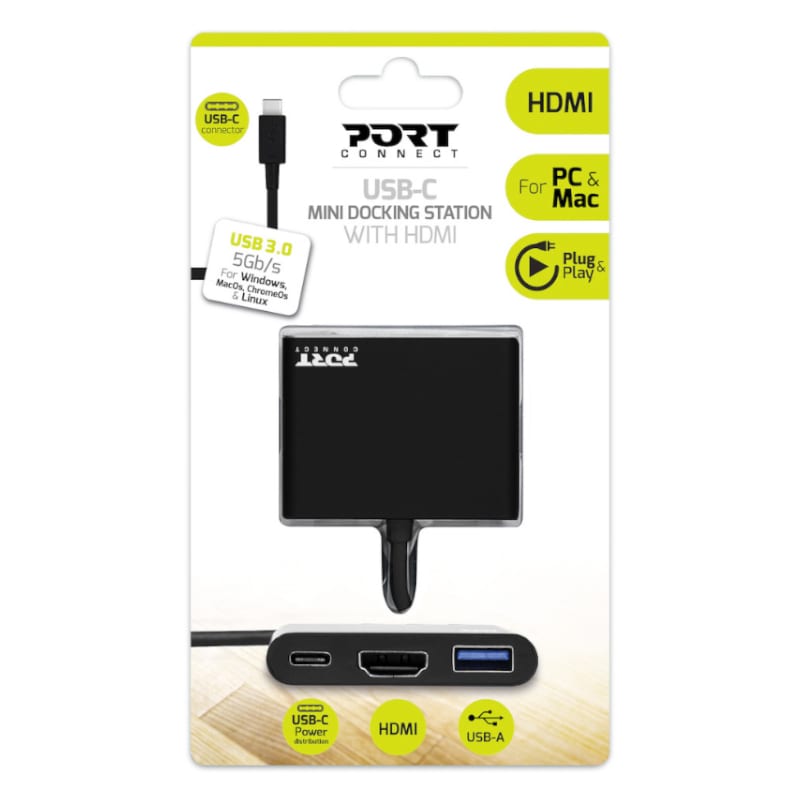 900140_wr_01.jpg Port USB Type-C to 1 x HDMI|1 x USB3.0|1 x Type-C 60W PD Dock - Black - Image 1