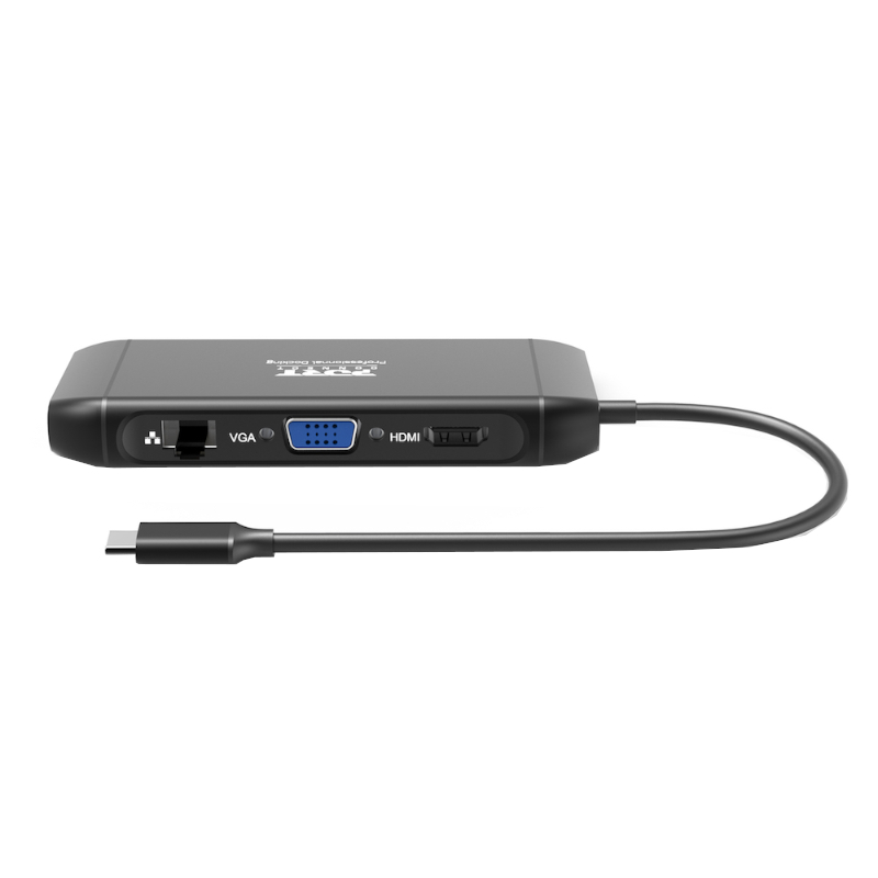 901913_wr_01.jpg Port USB Type-C 4 x USB3.1|1 x Aux|Micro+SD Card Reader|1 x RJ45|1 x HDMI|1 x VGA|1 x Type-C PD Dock 100W - Black - Image 1