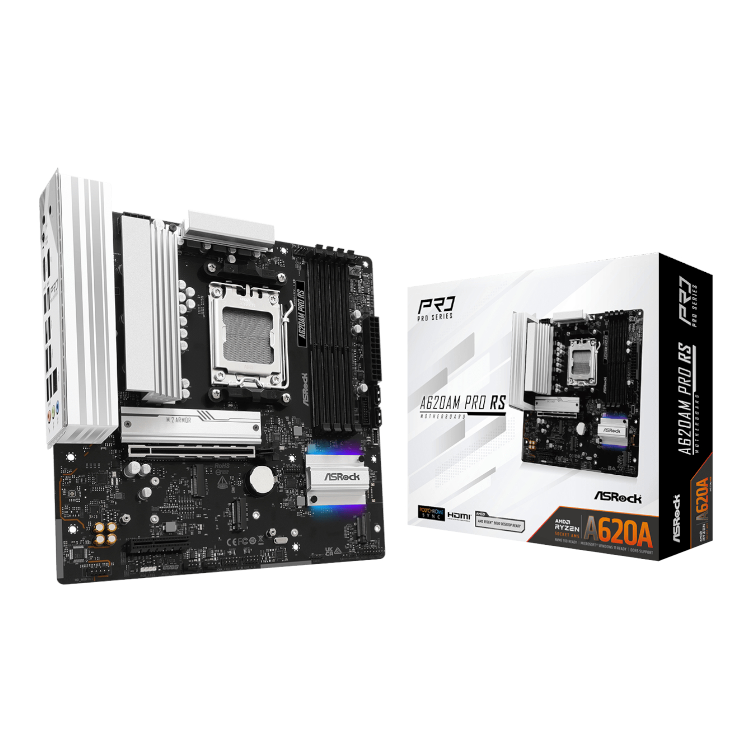 A620AM-PRO-RS_ASRock-A620AM-Pro-RS-AM5-M-ATX-Motherboard_wr_01a.jpg ASRock A620AM Pro RS AM5 M-ATX Motherboard - Image 1