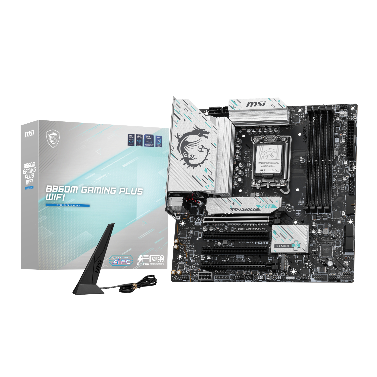 B860MGAMINGPLUSWIFI_MSI-B860M-Gaming-PLUS-WIFI-Intel-LGA1851-DDR5-M-ATX-Motherboard_wr_01a.jpg MSI B860M Gaming PLUS WIFI Intel LGA1851 DDR5 M-ATX Motherboard - Image 1