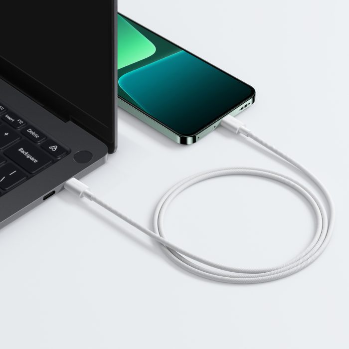 Xiaomi 3A Braided USB Type-C to USB Type-C Cable 1M - White - Image 5