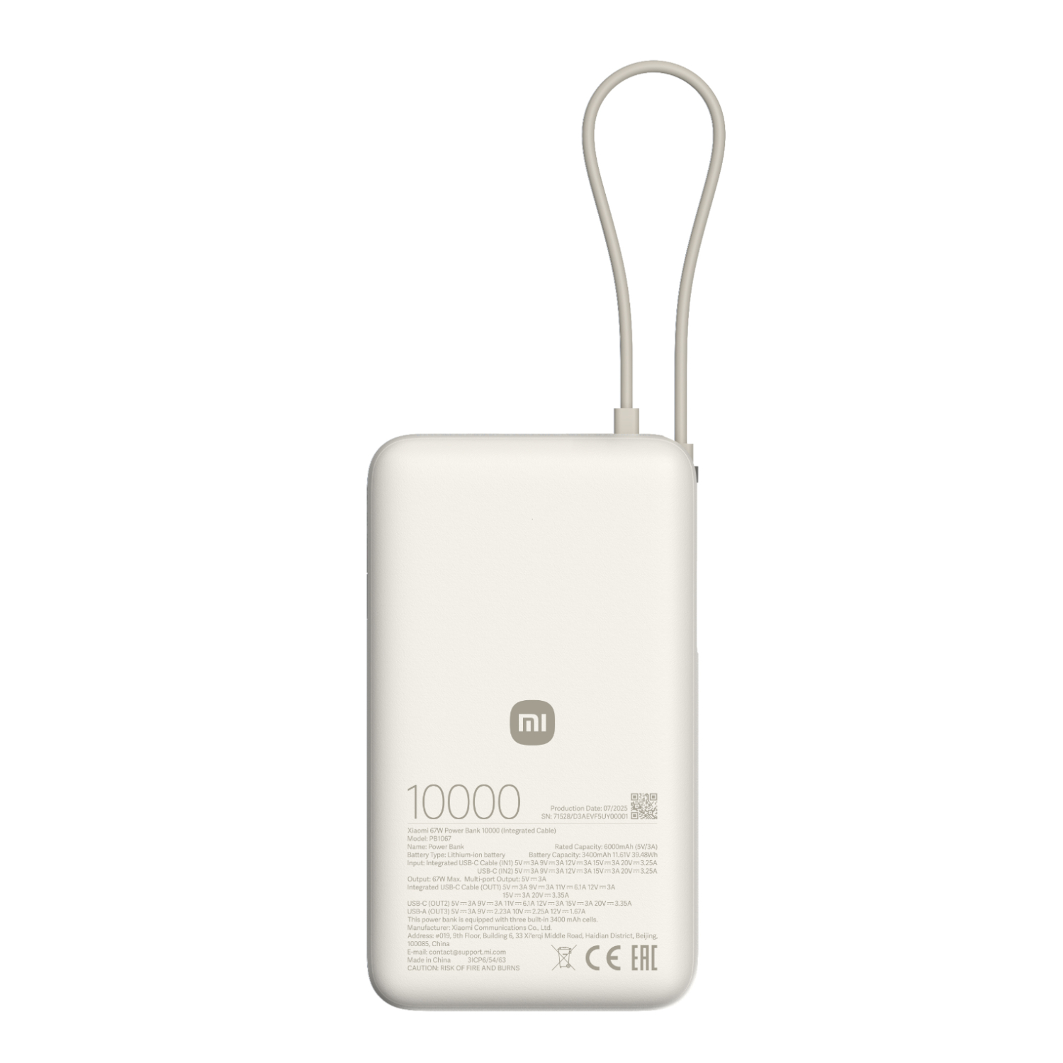 BHR08O0GL_Xiaomi-67W-Power-Bank-10000-Integrated-Cable-Tan_wr_01a.jpg Xiaomi 67W Power Bank 10000mAh (Integrated Cable) - Tan - Image 1