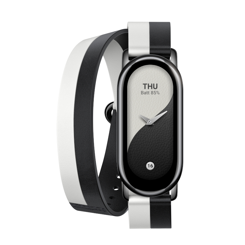 BHR7311GL_wr_03.jpeg Xiaomi Smart Band 8 Double Wrap Strap - Black and white - Image 1