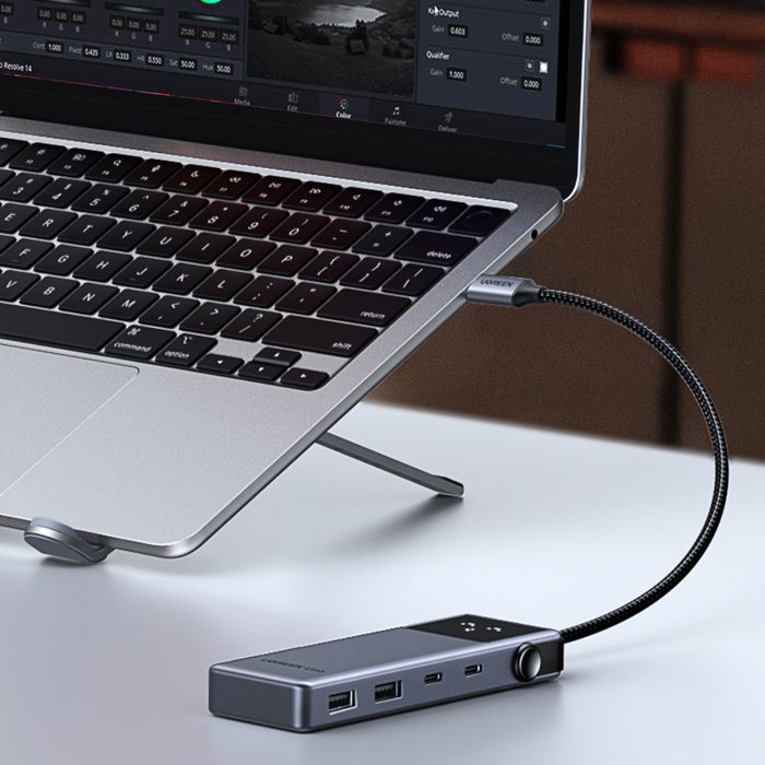 UGREEN 6-in-1 Type-C Hub with 4K HDMI, 100W PD and 10Gbps USB Ports – Grey - Image 2