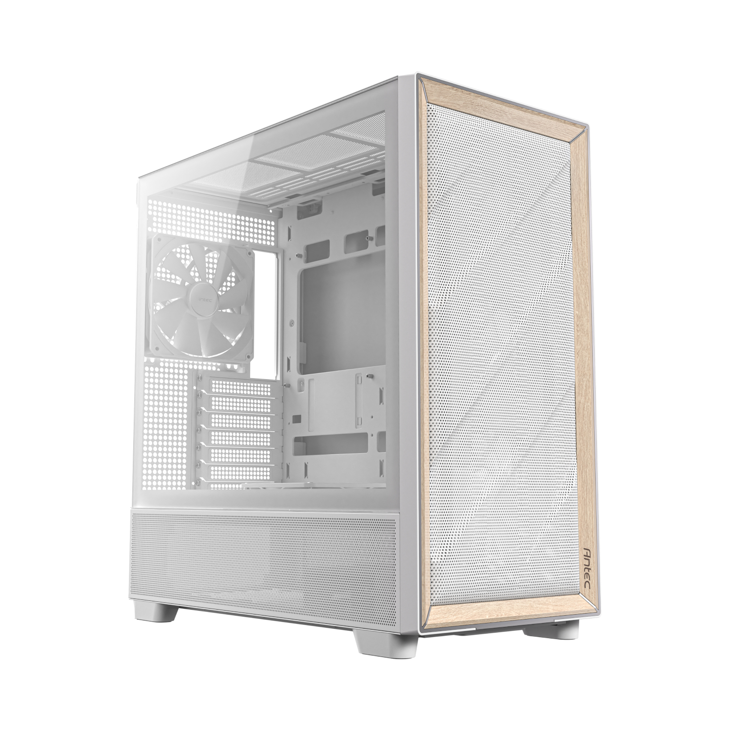 FLUX_white_wr_01-1.jpg Antec FLUX Mid-Tower E-ATX Gaming Chassis Wood Front Panel - White - Image 1