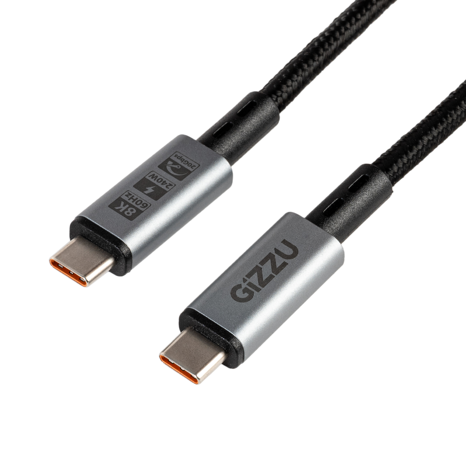 GIZZU-GCPCC24020G-01-240W-20Gbps-Type-C-1m-Cable_ANGLED-9122-Edit_1500x1500.jpg GIZZU 240W 20Gbps Type-C 2m Cable - Image 1
