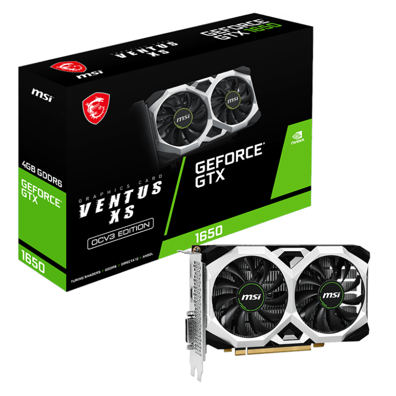 GTX1650D6VENTUSXSOC_wr_01.jpeg MSI Nvidia GeForce GTX 1650 D6 VENTUS XS OCV3 4GB GDDR6 128-BIT Graphics Card - Image 1