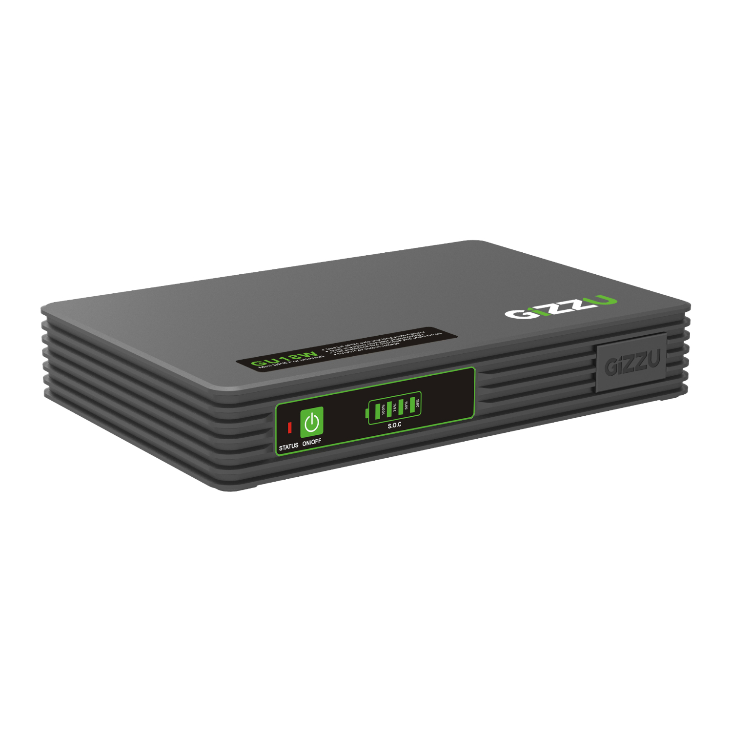 GU18W_Gizzu-SURF-Simple-18W-55Wh-LiFePO4-MINI-DC-UPS-Black_wr_01.jpg Gizzu SURF Simple 18W 55Wh LiFePO4 MINI DC UPS - Black - Image 1