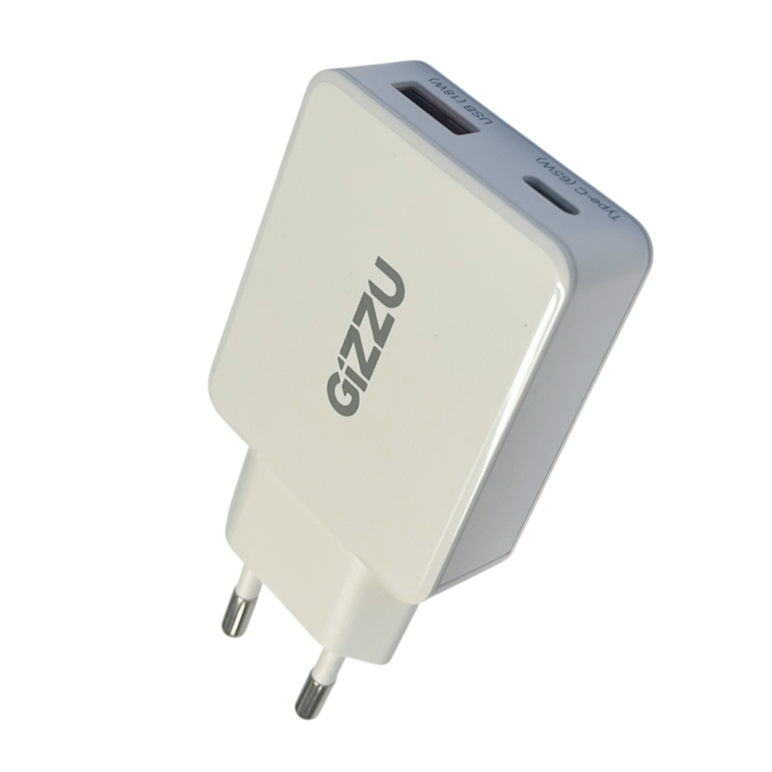 GWCCU65W_Gizzu-2-Port-65W-GaN-Wall-Charger-White_wr_01b.jpg Gizzu 2-Port 65W GaN Wall Charger - Image 1