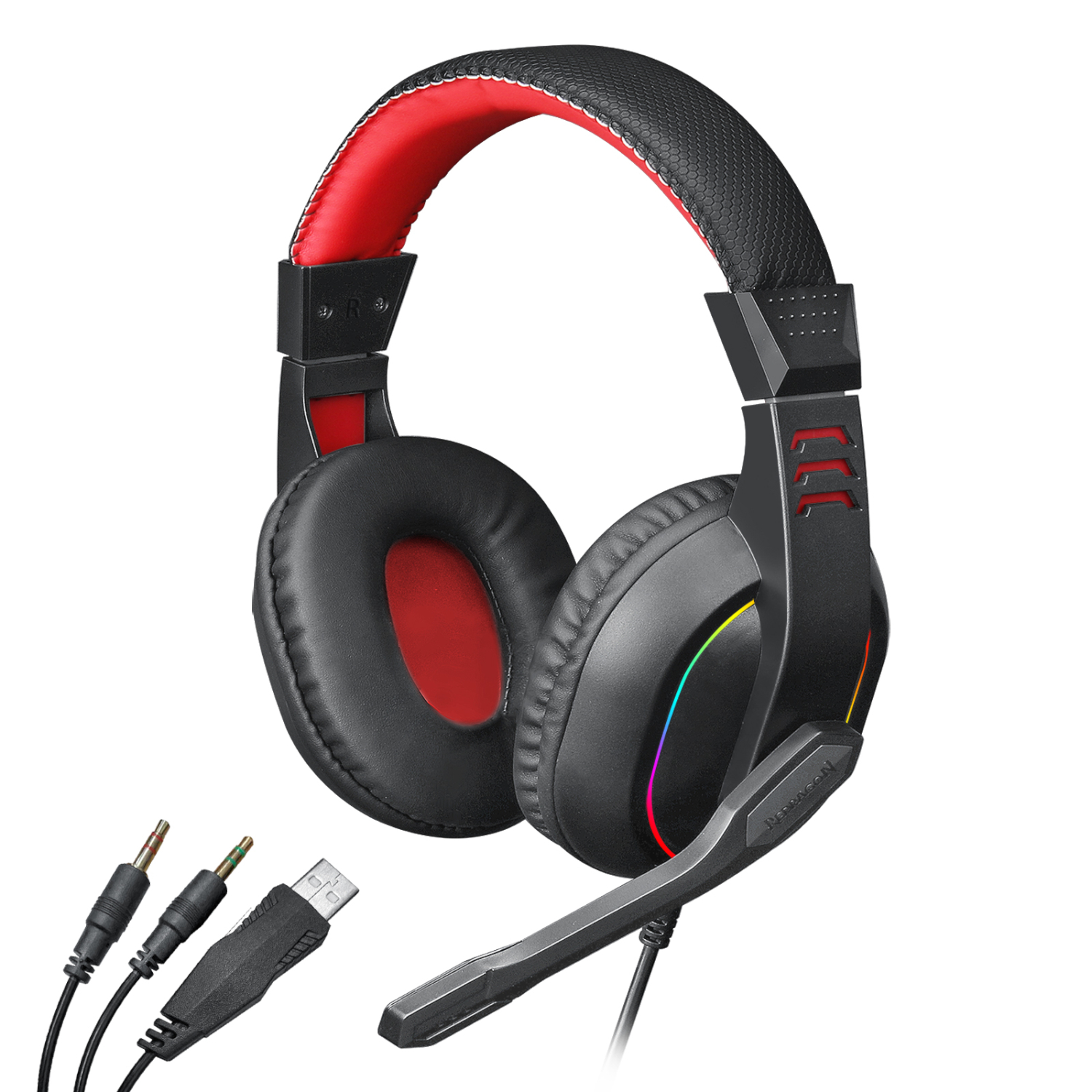 H120-RGB-wr-06.jpg Redragon Over-Ear ARES Aux RGB Gaming Headset - Black - Image 1
