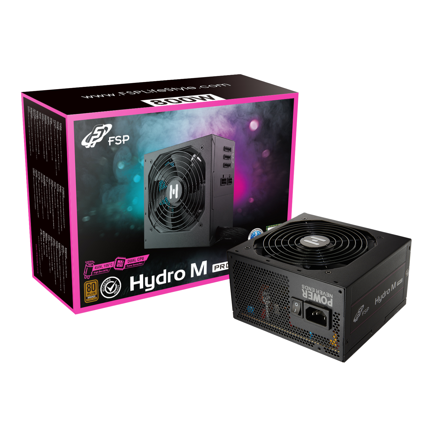 HP2-800MGEN5_FSP-Hyrdo-M-Pro-800W-80PLUS-Bronze-Gen5-Semi-modular-Power-Supply_wr_01a.jpg FSP Hydro M Pro 800W 80PLUS Bronze Gen5 Semi-modular Power Supply - Image 1