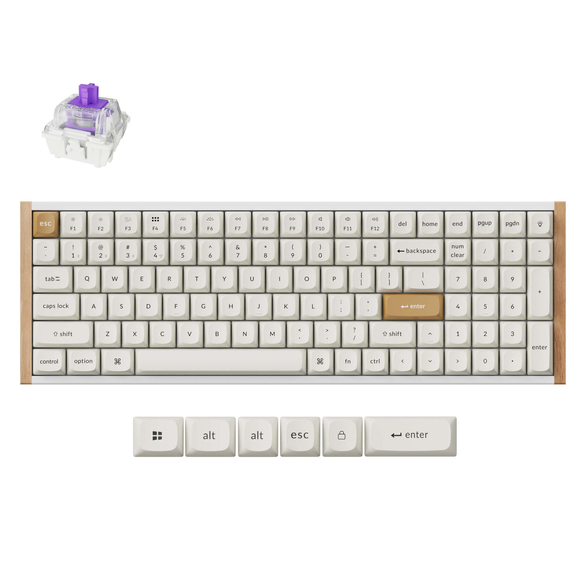 K4H-Q1.jpeg Keychron K4 HE 96% Magnetic Switch Hot-Swap RGB Wireless Keyboard – White (Wood + Aluminium) - Image 1