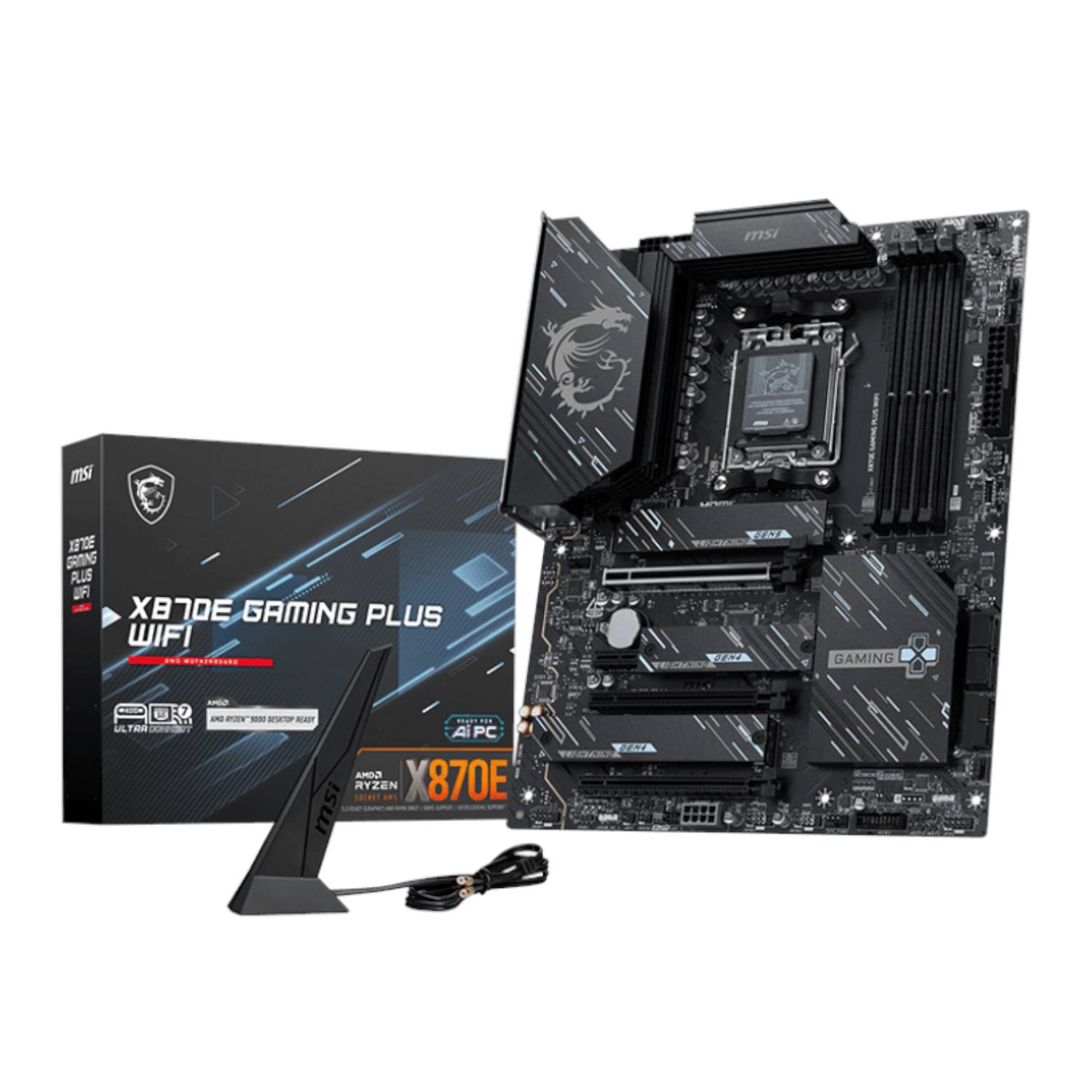 MAGX870EGAMINGPLUSWIFI_MSI-X870E-GAM-PLS-WIFI-AM5-ATX-4X-DDR5_wr_01.jpg MSI X870E Gaming Plus WIFI AM5 ATX Gaming Motherboard - Image 1
