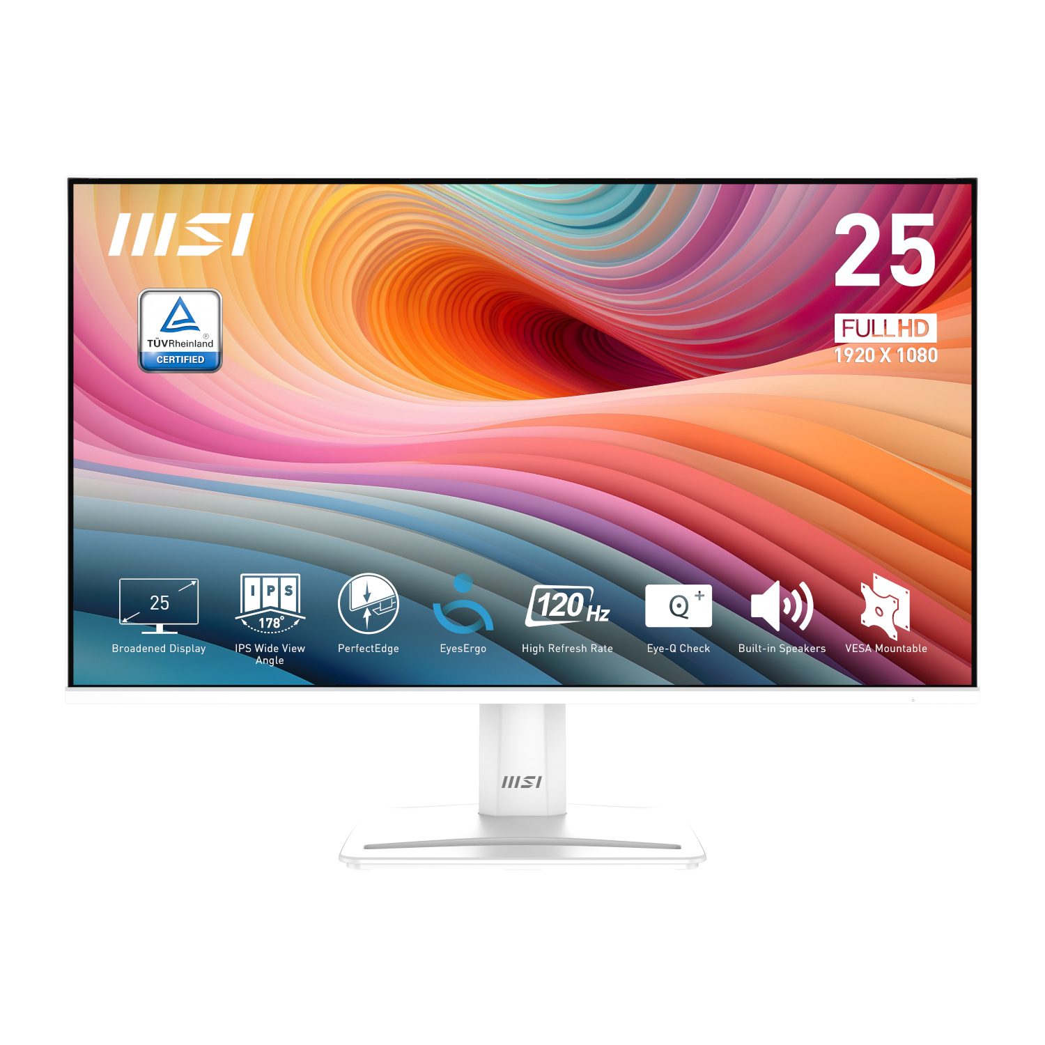 MSI_PROMP251WE2_wr_01a.jpg MSI PerfectEdge PRO MP251W E2 24.5" FHD IPS Office Monitor – White - Image 1