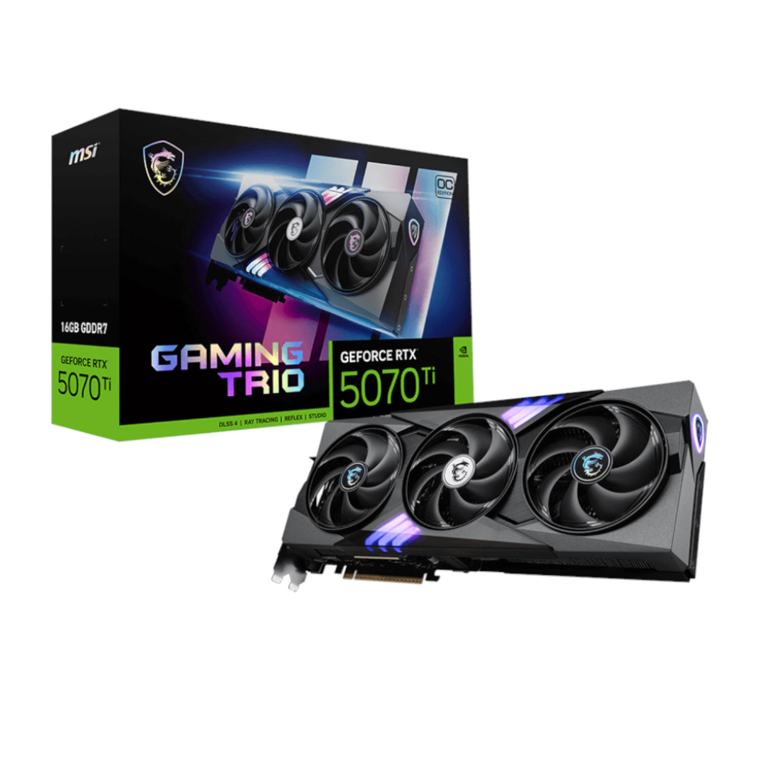 MSI_RTX5070TIGAMINGTRIOOCPLUS_wr_01a.jpg MSI GeForce RTX 5070 Ti GAMING TRIO OC PLUS 16G Graphics Card - Image 1