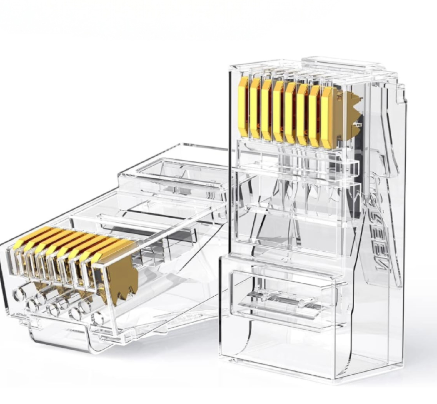 NW120-50962.jpg UGREEN Cat6 RJ45 Modular Plugs (50 Pcs)–Transparent with Gold Contacts - Image 1