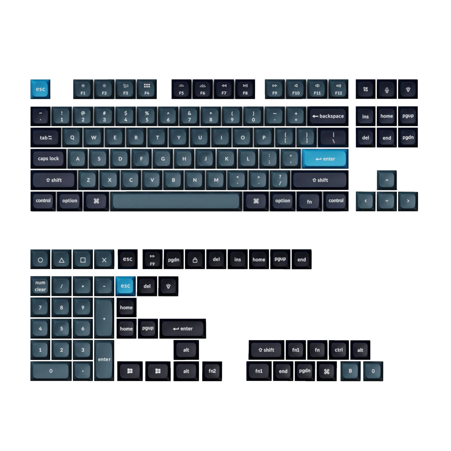 PBT-45_Keychron-Double-Shot-KSA-PBT-Keycap-Set-Dark-Grey-Blue_wr_01b.jpg Keychron Double Shot KSA PBT Keycap Set - Dark Grey/Grey/Blue - Image 1