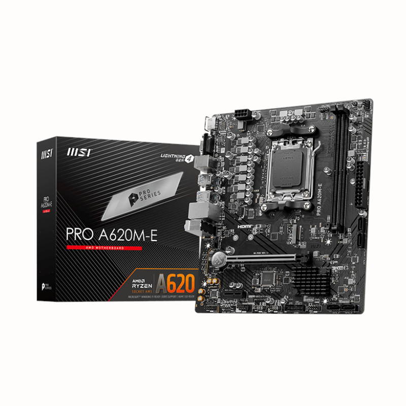 PROA620M-E_wr_01.jpg MSI A620M-E PRO AMD AM5 MATX Gaming Motherboard - Image 1