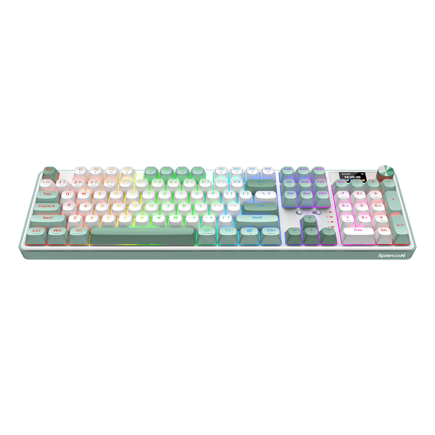RD-K761WG-RGB-PRO_Redragon-WYVERN-K761-Pro-Full-size-RGB-Wireless-Mechanical-Gaming-Keyboard-White-Green_wr_01a.jpg Redragon WYVERN K761 Pro Full-size RGB Wireless Mechanical Gaming Keyboard - White/Green - Image 1