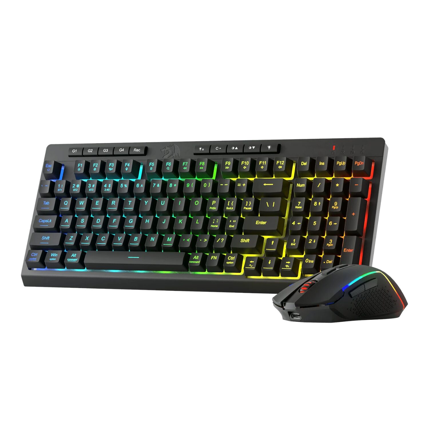 RD-S142-WR-01-1.jpg Redragon RYLO PRO S142 Tri-Mode RGB Gaming Keyboard and Mouse Combo - Image 1