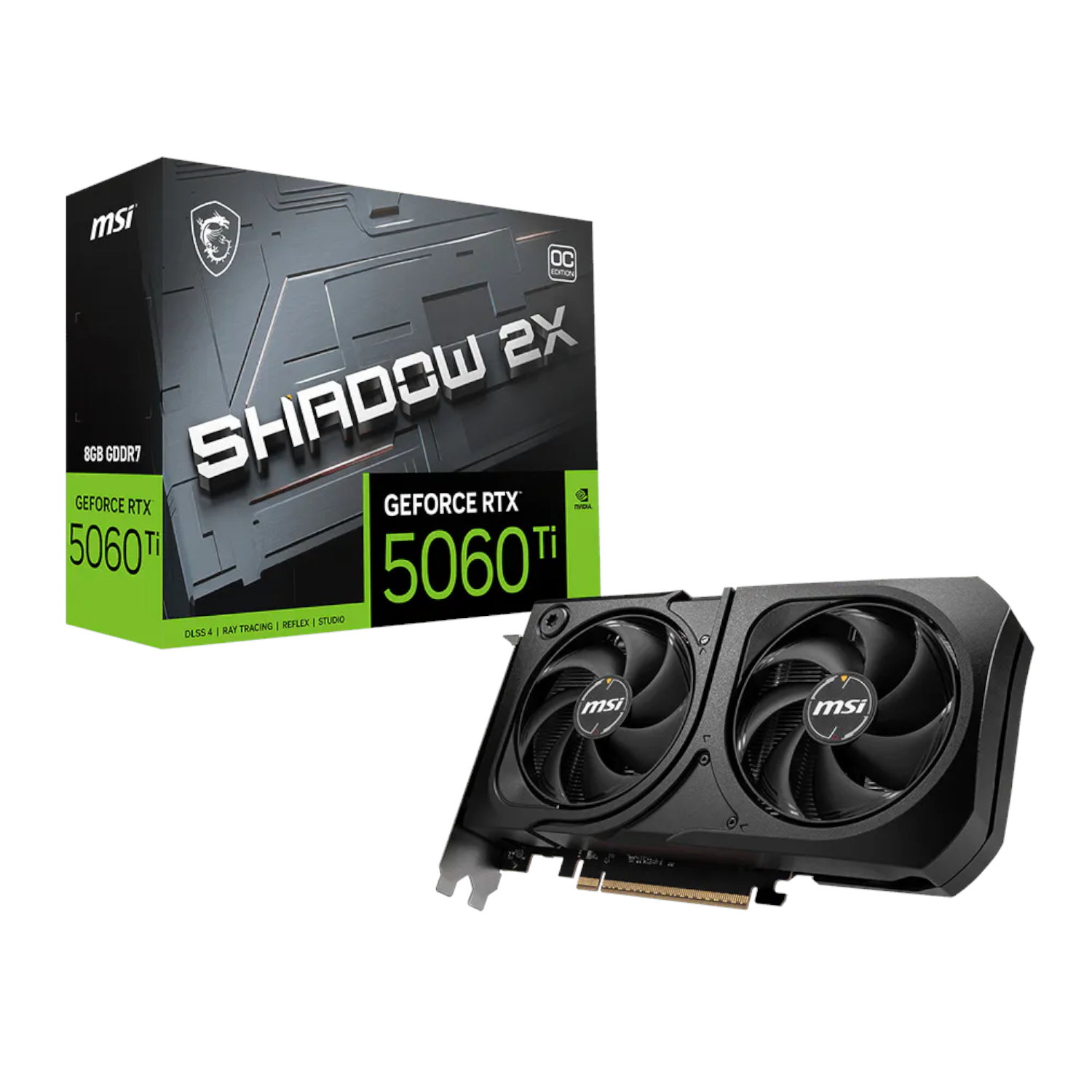 RTX5060TISHADOW2XOCPLU_MSI-GeForce-RTX-5060-Ti-SHADOW-2X-OC-PLUS-128-bit-GDDR7-8GB-Graphics-Card_wr_01a.jpg MSI GeForce RTX 5060 Ti SHADOW 2X OC PLUS 128-bit GDDR7 8GB Graphics Card - Image 1