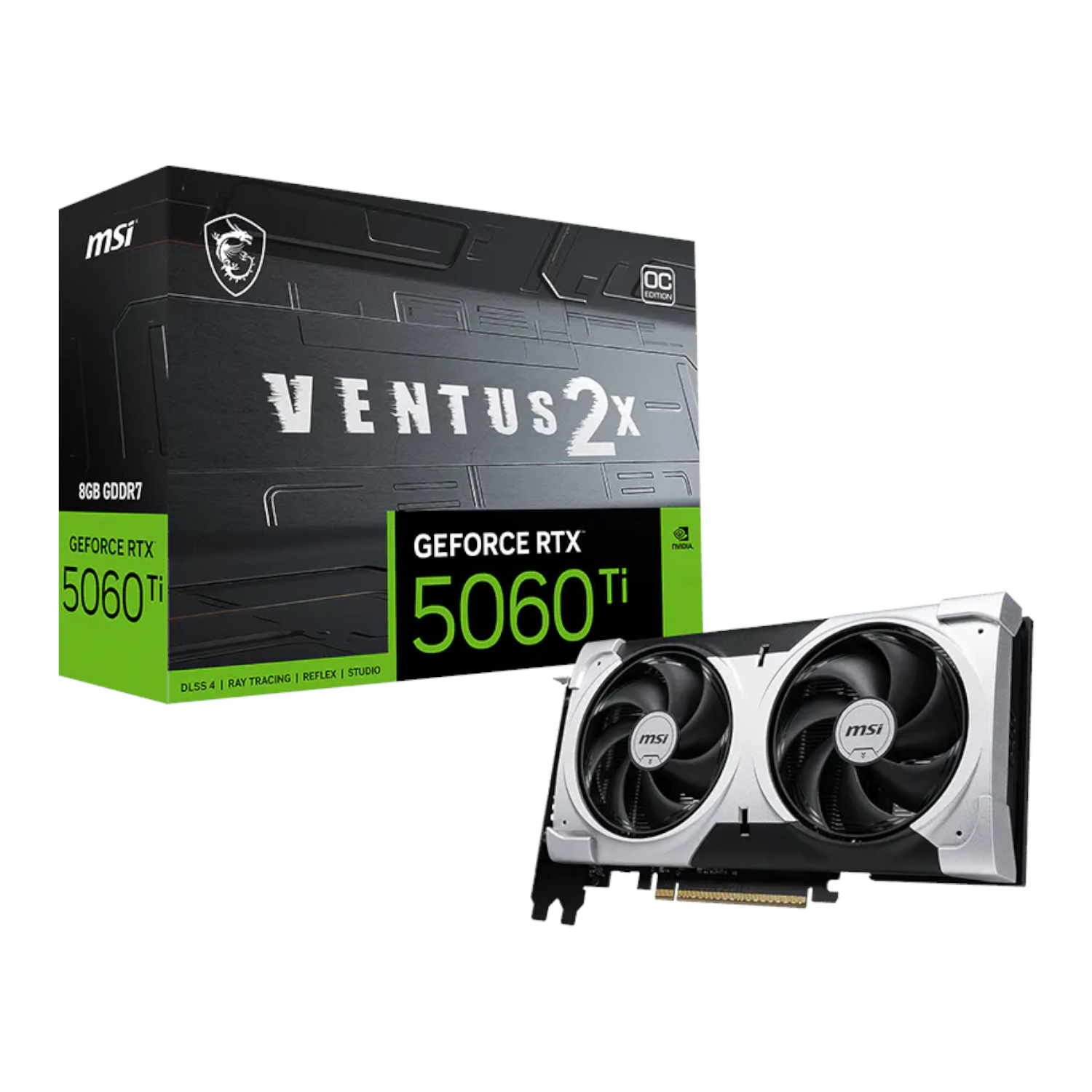 RTX5060TIVENTUS2XOCPLU_MSI-GeForce-RTX-5060-Ti-VENTUS-2X-OC-PLUS-8GB-GDDR7-Graphics-Card_wr_01a.jpg MSI Nvidia GeForce RTX 5060TI VENTUS 2X OC PLUS 8GB Graphics Card - Image 1