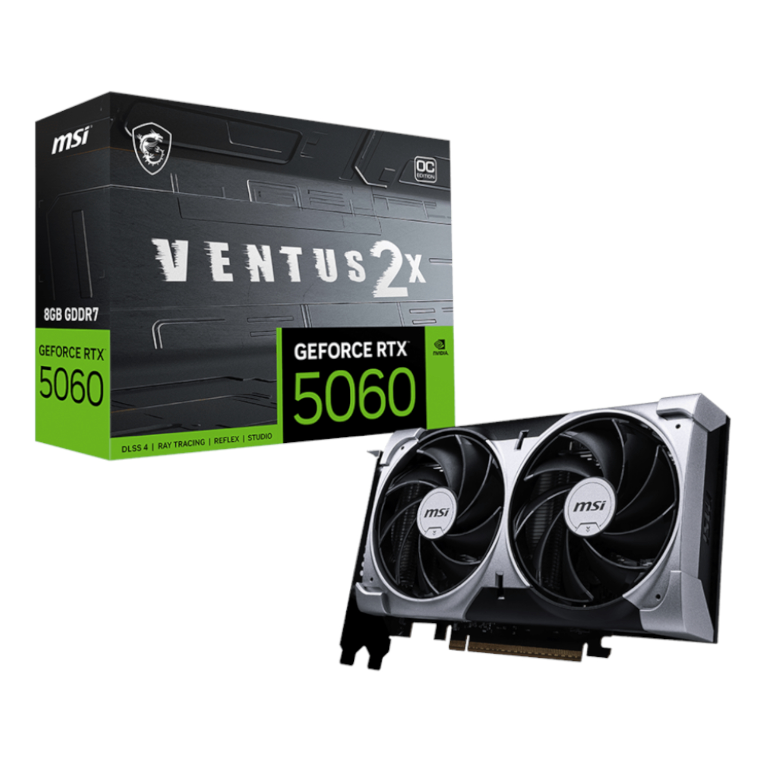 RTX5060VENTUS2XOC8G_MSI-GF-RTX-5060-VENTUS-2X-OC-8GB_wr_01.jpg MSI GeForce RTX 5060 VENTUS 2X OC 8GB GDDR7 Graphics Card - Image 1