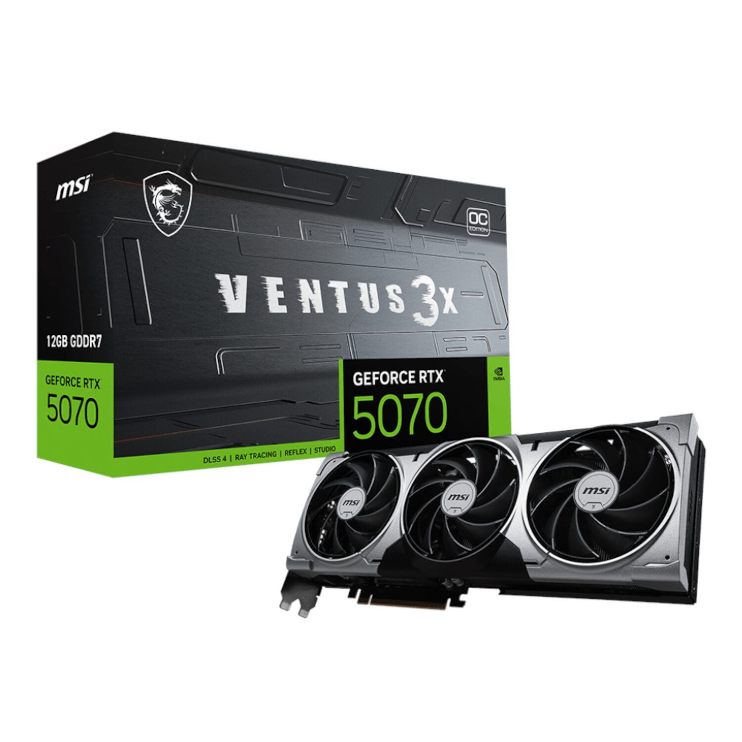 RTX5070VENTUS3XOC12GB-WR-01.jpg MSI GeForce RTX 5070 12GB VENTUS 3X OC Graphics Card - PCIe 5.0 - Image 1