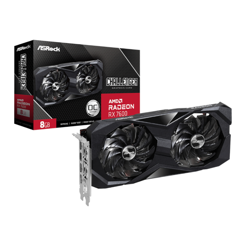 RX7600CHALLENGER8GOC_wr_01.jpg ASRock Radeon RX7600 Challenger 8G OC GDDR6 128-BIT Graphics Card - Image 1