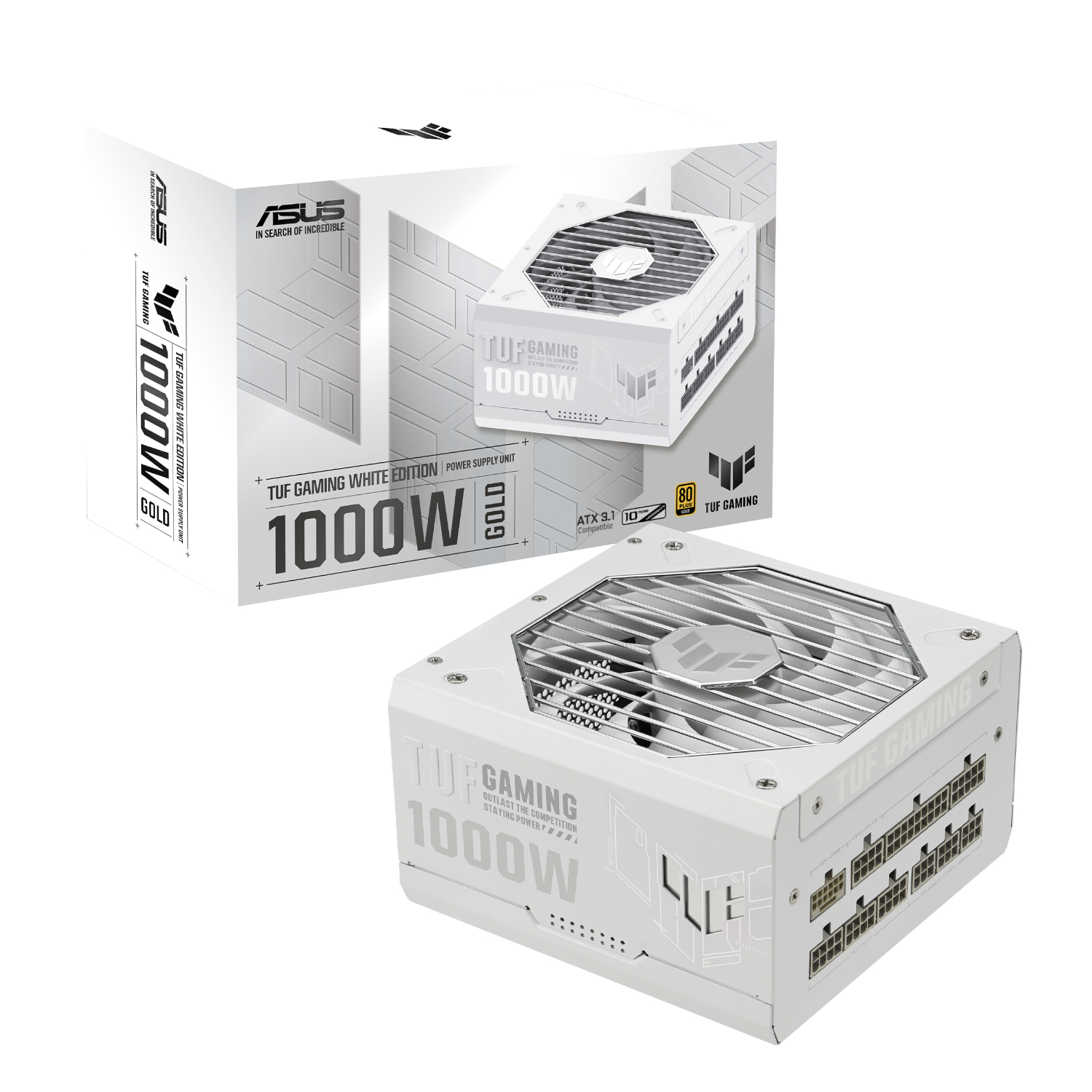 TUF-GAMING-1000G-WHITE_Asus-TUF-Gaming-1000W-80-PLUS-Gold-ATX-Modular-Power-Supply-White_wr_01a.jpg Asus TUF Gaming 1000W 80 PLUS Gold ATX Modular Power Supply - White - Image 1