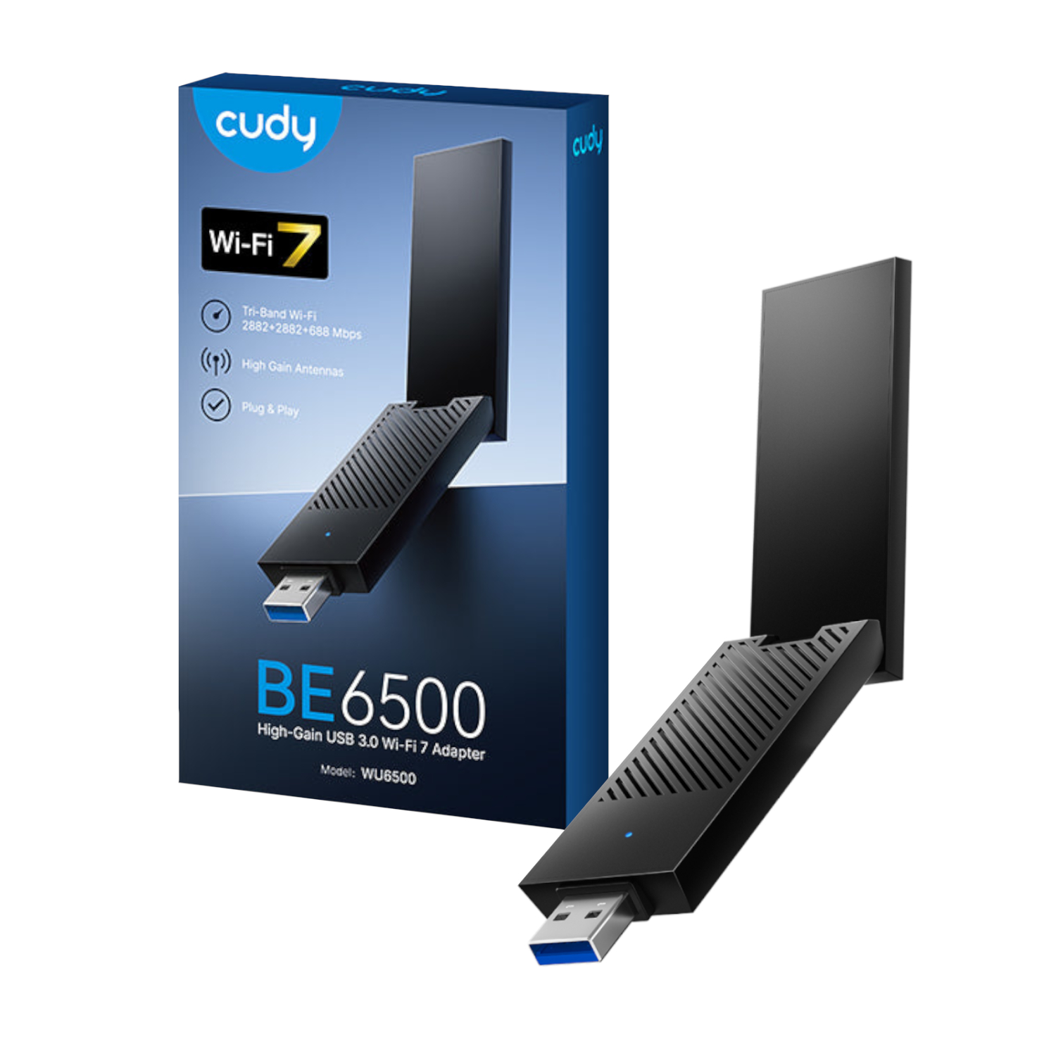 WU6500_Cudy-WU6500-BE6500-High-Gain-USB-3.0-Wi-Fi-7-Adapter-Black_wr_01a.jpg Cudy BE6500 Tir-Band Wi-Fi7 USB 3.0 Adapter - Image 1
