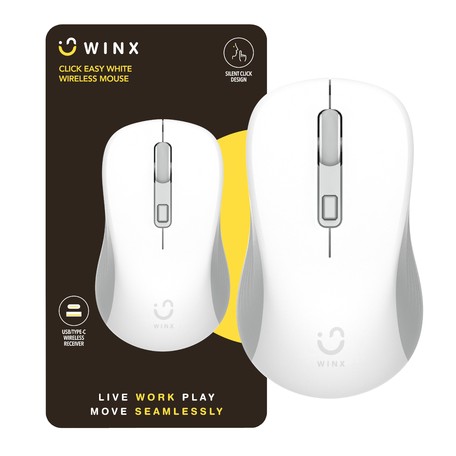 WX-KB109_WINX_CLICK_Easy_1600DPI_Wireless-Mouse_White_wr_01a.jpg WINX CLICK Easy 1600DPI 2.4GHz Wireless Mouse - White - Image 1
