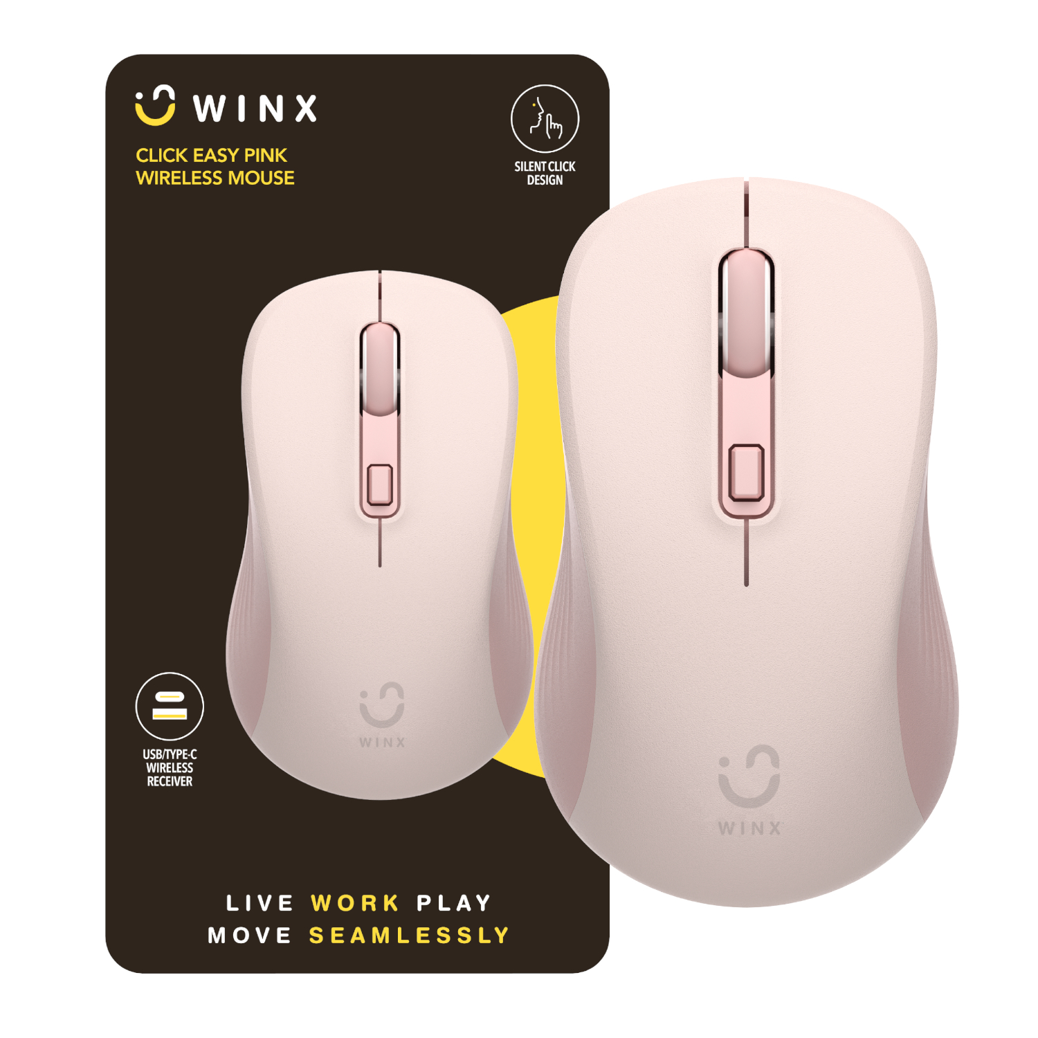 WX-KB110_WINX_CLICK_Easy_1600DPI_Wireless-Mouse_Pink_wr_01a.jpg WINX CLICK Easy 1600DPI 2.4GHz Wireless Mouse - Pink - Image 1