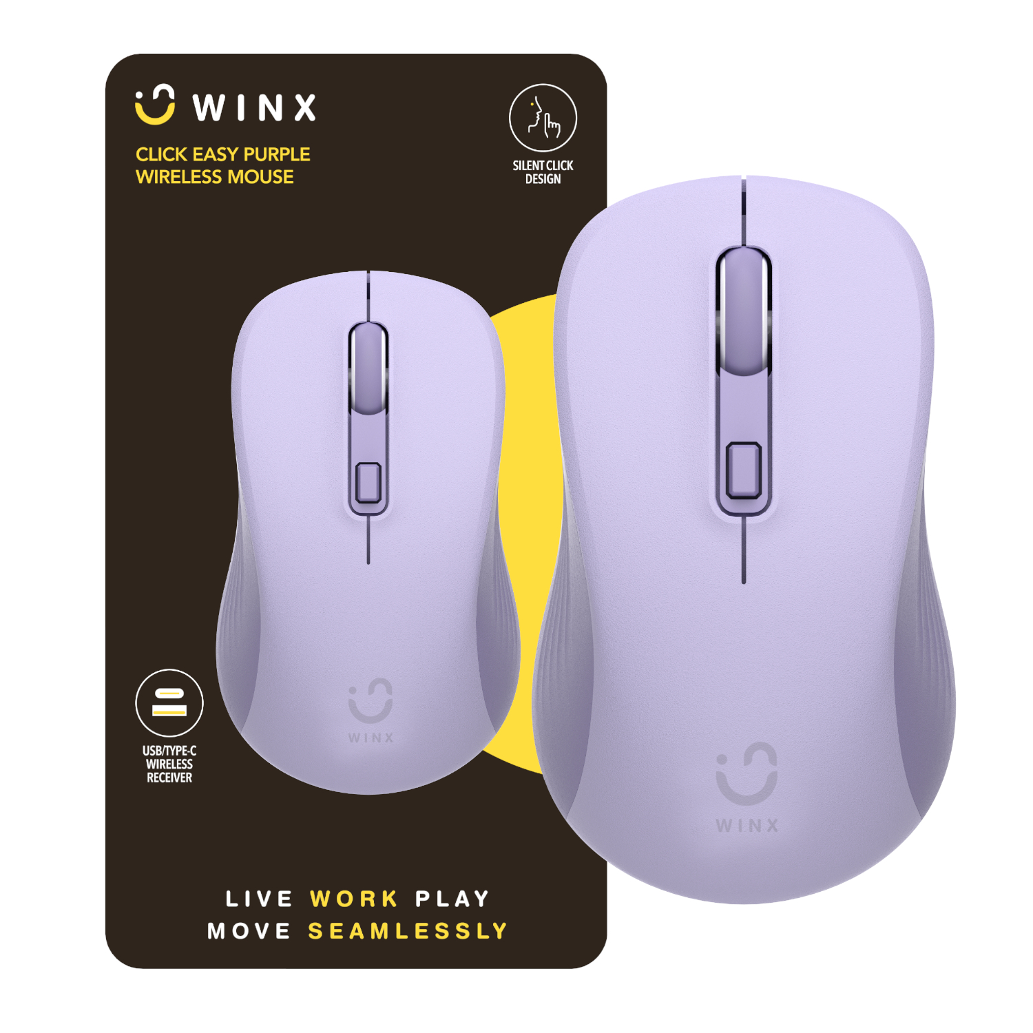 WX-KB111_WINX_CLICK_Easy_1600DPI_Wireless-Mouse_Purple_wr_01a.jpg WINX CLICK Easy 1600DPI 2.4GHz Wireless Mouse - Purple - Image 1