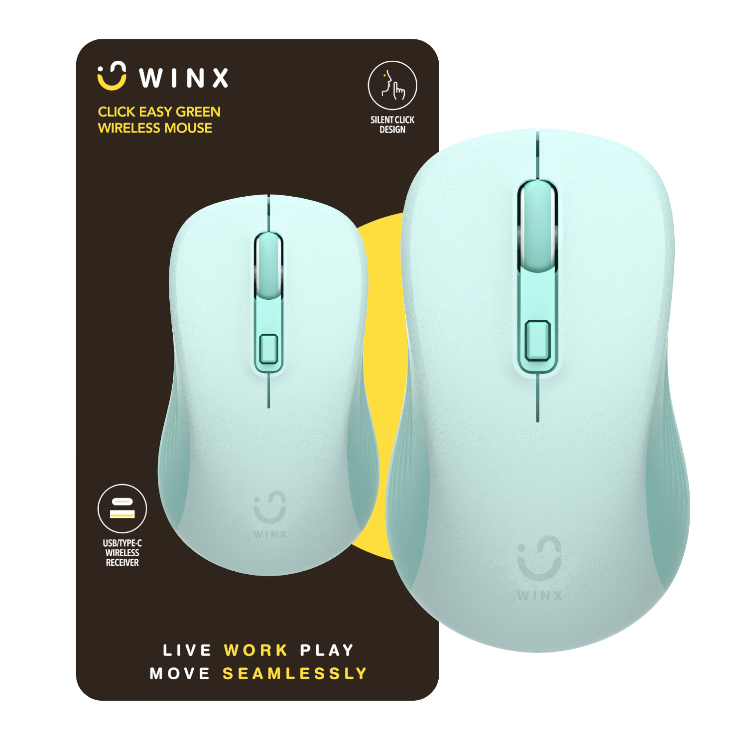 WX-KB112_WINX_CLICK_Easy_1600DPI_Wireless-Mouse_Green_wr_01a.jpg WINX CLICK Easy 1600DPI 2.4GHz Wireless Mouse - Green - Image 1